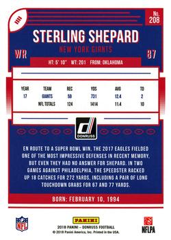 2018 Donruss #208 Sterling Shepard Back