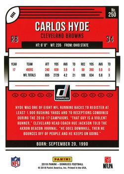 2018 Donruss #250 Carlos Hyde Back