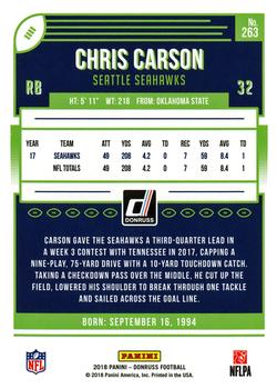 2018 Donruss #263 Chris Carson Back