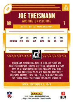 2018 Donruss #294 Joe Theismann Back