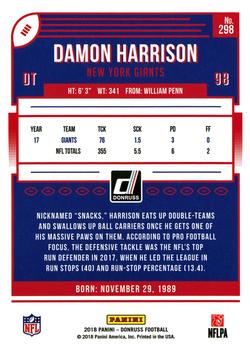 2018 Donruss #298 Damon Harrison Back