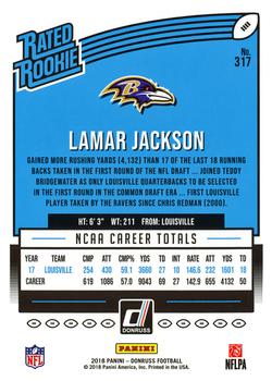 2018 Donruss #317 Lamar Jackson Back