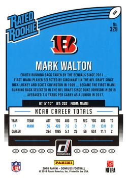 2018 Donruss #329 Mark Walton Back