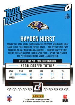 2018 Donruss #339 Hayden Hurst Back
