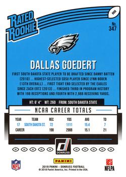 2018 Donruss #347 Dallas Goedert Back