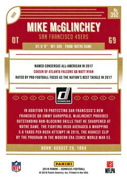 2018 Donruss #352 Mike McGlinchey Back