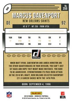 2018 Donruss #356 Marcus Davenport Back