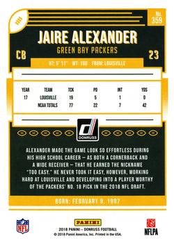 2018 Donruss #359 Jaire Alexander Back