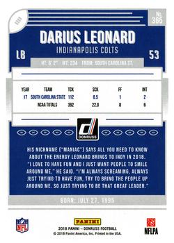 2018 Donruss #365 Darius Leonard Back