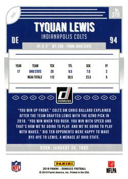 2018 Donruss #378 Tyquan Lewis Back