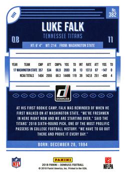 2018 Donruss #382 Luke Falk Back
