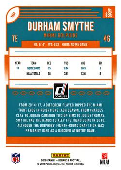 2018 Donruss #385 Durham Smythe Back