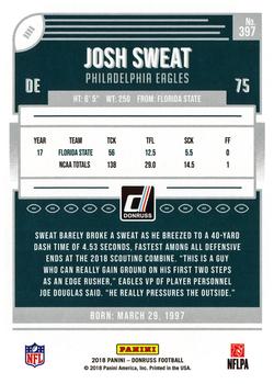 2018 Donruss #397 Josh Sweat Back