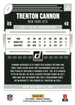 2018 Donruss #400 Trenton Cannon Back