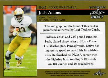 2018 Leaf Ultimate Draft - 1992 Leaf Black Gold Autographs #BG-JA2 Josh Adams Back