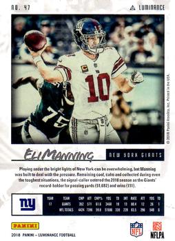 2018 Panini Luminance - Blue #47 Eli Manning Back