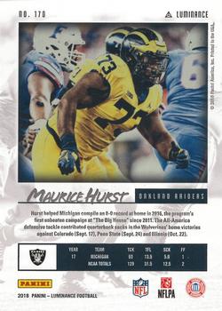 2018 Panini Luminance - Orange #170 Maurice Hurst Back