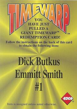 1996 Collector's Edge - Giant TimeWarp Redemptions #1 Dick Butkus / Emmitt Smith Front