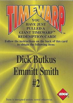 1996 Collector's Edge - Giant TimeWarp Redemptions #2 Dick Butkus / Emmitt Smith Front