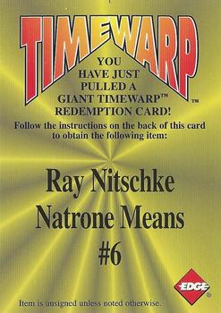 1996 Collector's Edge - Giant TimeWarp Redemptions #6 Ray Nitschke / Natrone Means Front