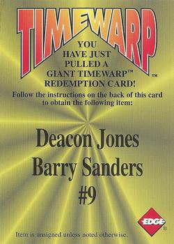 1996 Collector's Edge - Giant TimeWarp Redemptions #9 Deacon Jones / Barry Sanders Front
