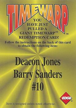 1996 Collector's Edge - Giant TimeWarp Redemptions #10 Deacon Jones / Barry Sanders Front