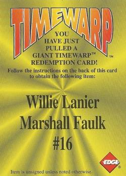 1996 Collector's Edge - Giant TimeWarp Redemptions #16 Willie Lanier / Marshall Faulk Front