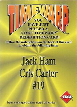 1996 Collector's Edge - Giant TimeWarp Redemptions #19 Jack Ham / Cris Carter Front