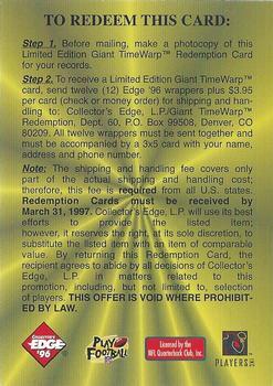 1996 Collector's Edge - Giant TimeWarp Redemptions #20 Jack Ham / Cris Carter Back