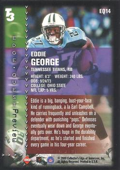 2000 Collector's Edge T3 - Edge Quest Preview Gold #EQ14 Eddie George Back