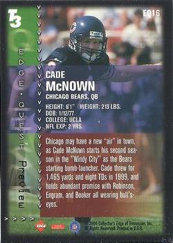 2000 Collector's Edge T3 - Edge Quest Preview Gold #EQ16 Cade McNown Back