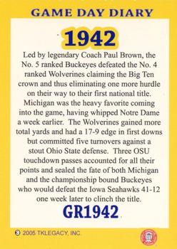 2002 TK Legacy Michigan Wolverines - Game Day Diary The Rivalry #GR1942 39th Meeting Back