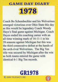 2002 TK Legacy Michigan Wolverines - Game Day Diary The Rivalry #GR1978 75th Meeting Back
