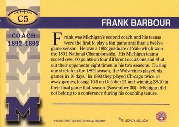 2002 TK Legacy Michigan Wolverines - Coaches #C5 Frank Barbour Back