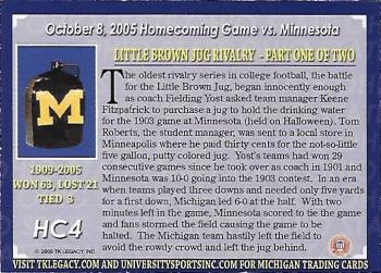 2002 TK Legacy Michigan Wolverines - Homecoming #HC4 Homecoming 1902 vs Minnesota Back