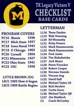 2002 TK Legacy Michigan Wolverines - Checklists #4 Checklist Base Cards Front