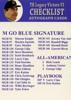 2002 TK Legacy Michigan Wolverines - Checklists #2 Checklist Autograph Cards Front