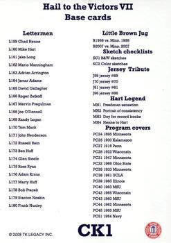 2002 TK Legacy Michigan Wolverines - Checklists #CK1 Family Tradition (Marty Huff / Ben Huff) Back