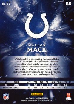 2018 Panini Origins #57 Marlon Mack Back