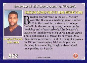 2002 TK Legacy Michigan Wolverines - Braylon's Best #BE2 Braylon Edwards Back