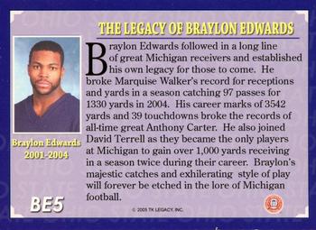 2002 TK Legacy Michigan Wolverines - Braylon's Best #BE5 Braylon Edwards Back