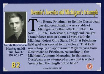 2002 TK Legacy Michigan Wolverines - Legend of Bennie Oosterbaan #B2 Bennie Oosterbaan / Fielding Yost / Benny Friedman Back
