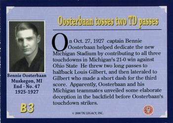 2002 TK Legacy Michigan Wolverines - Legend of Bennie Oosterbaan #B3 Bennie Oosterbaan Back