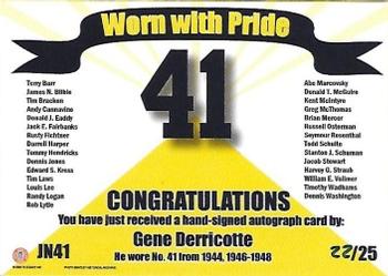 2002 TK Legacy Michigan Wolverines - Worn with Pride Autographs #JN41 Gene Derricotte Back