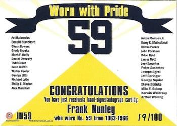 2002 TK Legacy Michigan Wolverines - Worn with Pride Autographs #JN59 Frank Nunley Back