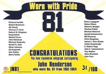 2002 TK Legacy Michigan Wolverines - Worn with Pride Autographs #JN81 John Henderson Back
