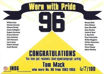 2002 TK Legacy Michigan Wolverines - Worn with Pride Autographs #JN96 Tom Mack Back
