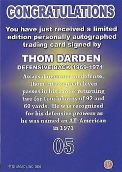 2002 TK Legacy Michigan Wolverines - All Americans Autographs #5 Thom Darden Back