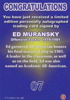 2002 TK Legacy Michigan Wolverines - All Americans Autographs #7 Ed Muransky Back