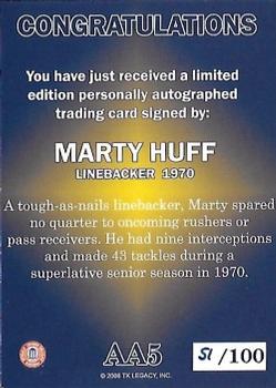 2002 TK Legacy Michigan Wolverines - All Americans Autographs #AA5 Marty Huff Back